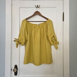 Bellambra Linen Peasant Top – Size M – Mustard Yellow